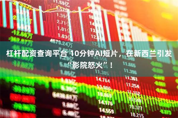 杠杆配资查询平台 10分钟AI短片，在新西兰引发“影院怒火”！